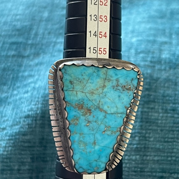 Size 9 turquoise and sterling silver ring item # 0004 - Picture 2 of 7